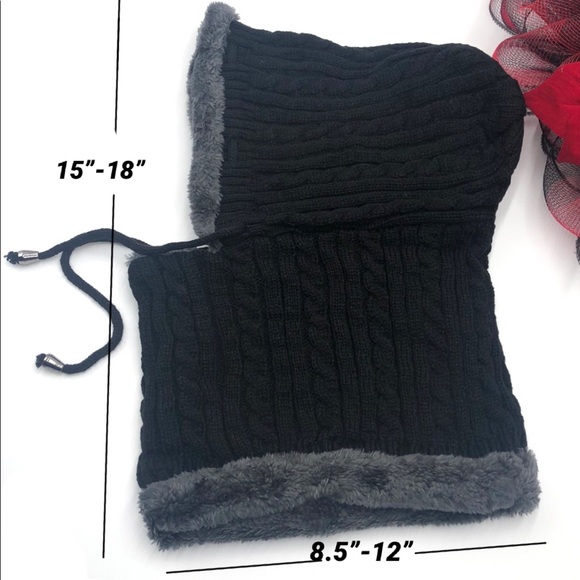 New Winter Unisex Knitted Hoodies Scarf with fur - Picture 4 of 12